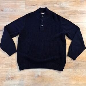 Original Weatherproof Vintage Black Knit Mock Neck Sweater Men's Size Large